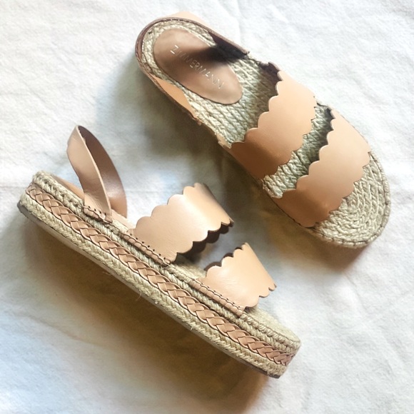 Zimmermann Scalloped Leather Espadrille Sandals - Picture 2 of 4